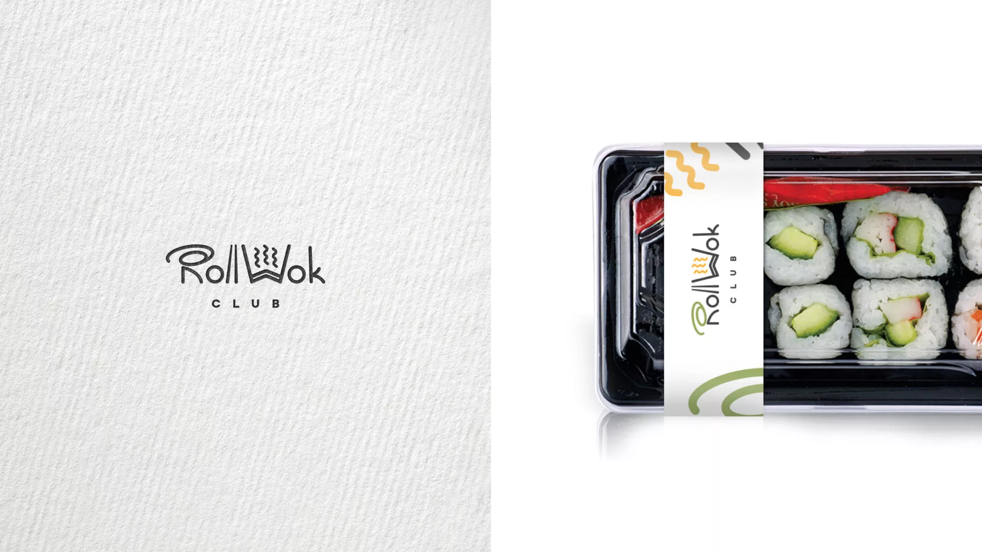 Разработка наклеек для суши-бара «Roll Wok Club» в Майкопе