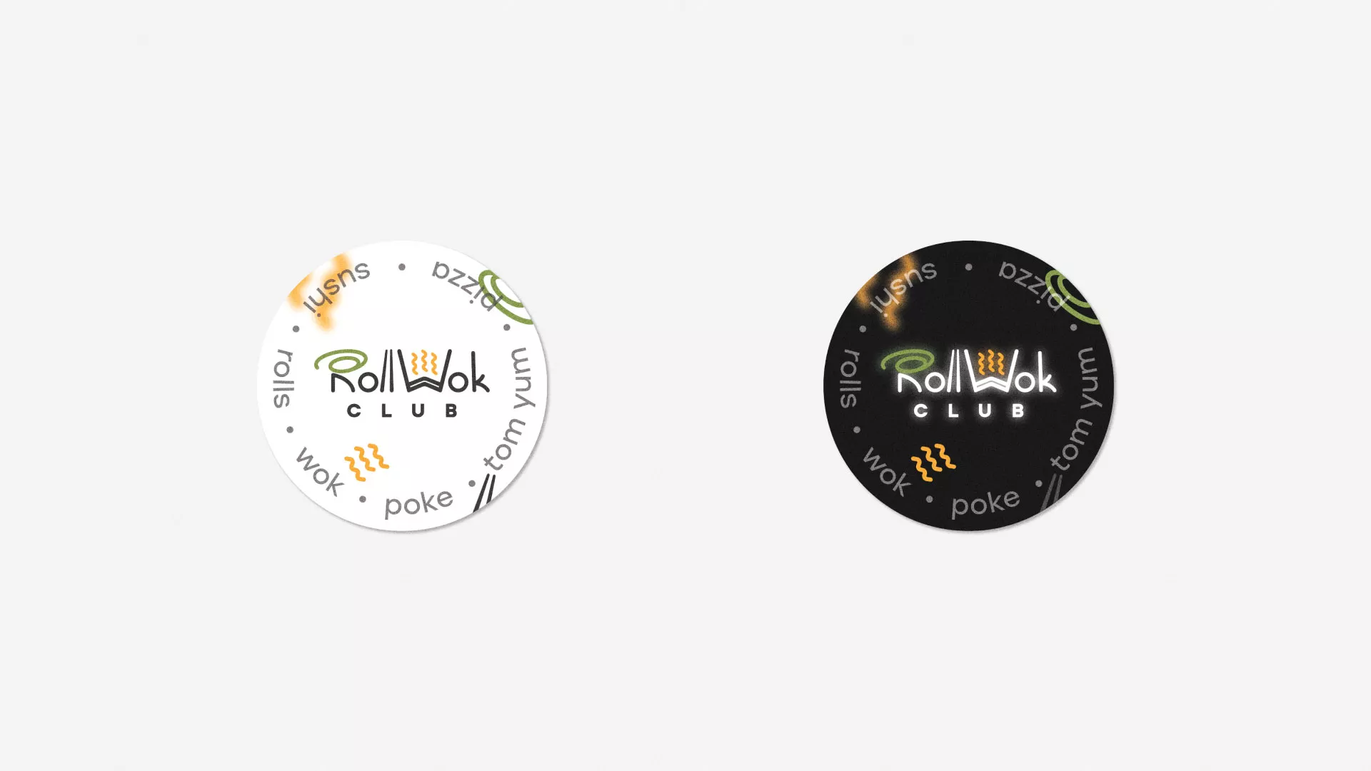 Разработка наклеек для суши-бара «Roll Wok Club» в Майкопе